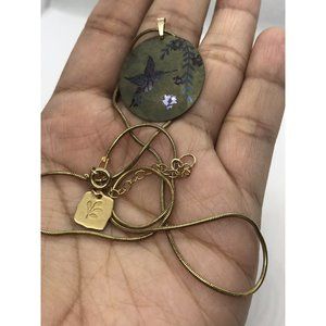 Sterling silver 925 Vermeil snake chain Necklace 14k GF Hummingbird floral